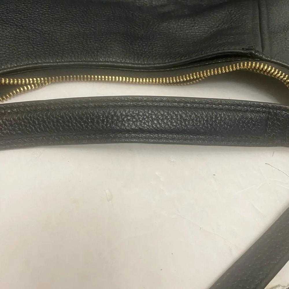 Michael Kors Fulton Black Leather Hobo Bag with Gold Accents shoulder & XBody